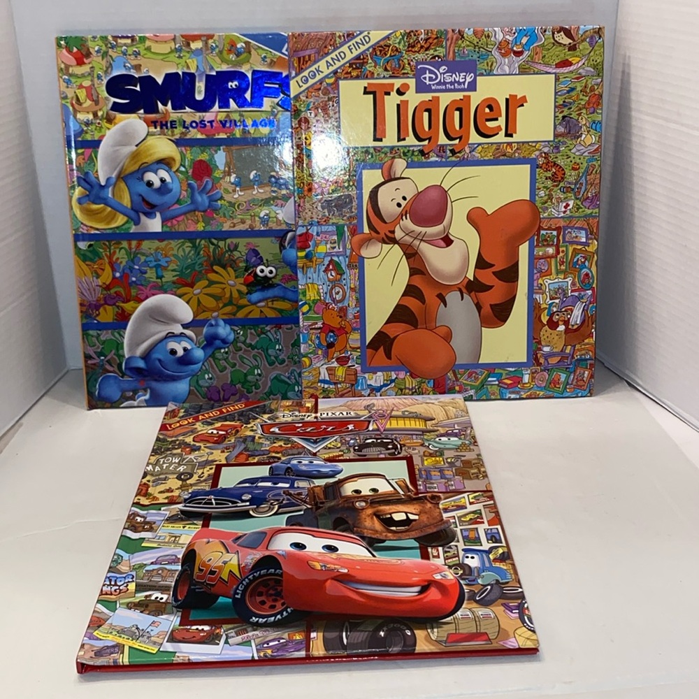 Set of 3 - “LOOK and FIND” books, SMURFS, CARS, TIGGER.